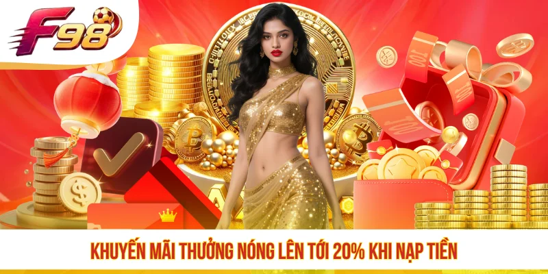 Khuyến mãi thưởng nóng lên tới 20% khi nạp tiền