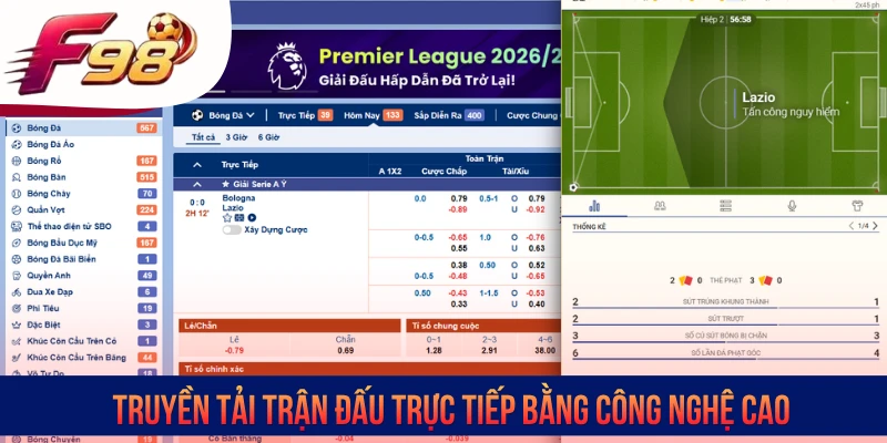 Truyền tải trận đấu trực tiếp bằng công nghệ cao